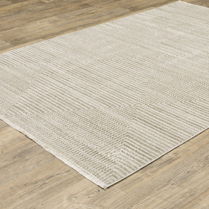 6' x 9' Geometric Power Loom Area Rug - Beige And Ivory