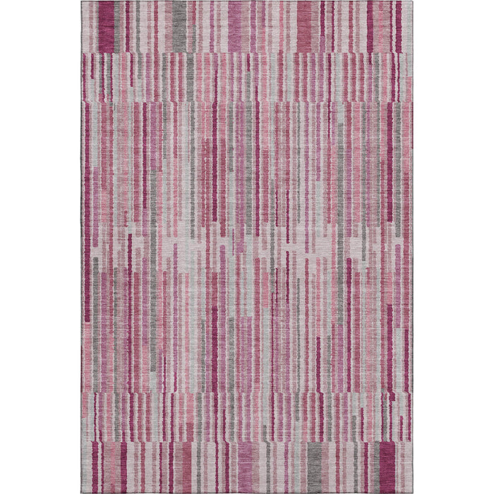 10' X 14' Striped Washable Area Rug With UV Protection (717869) - Blush / Silver