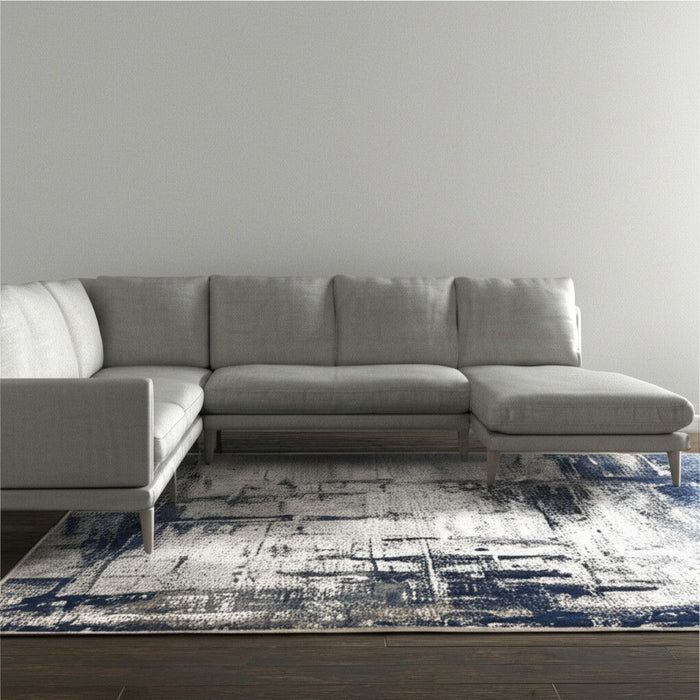 8' X 12' Abstract Area Rug - Gray / Ivory