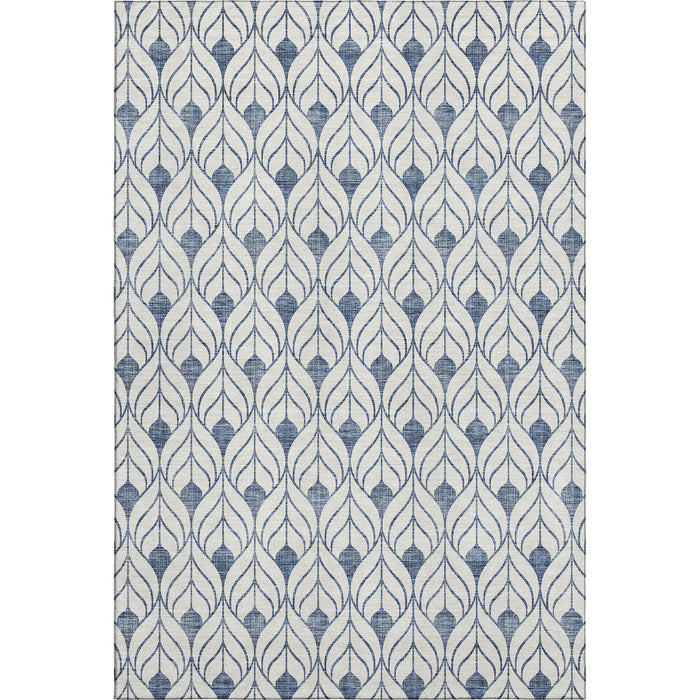 10' X 14' Geometric Washable Area Rug With UV Protection (673693) - Blue / Ivory
