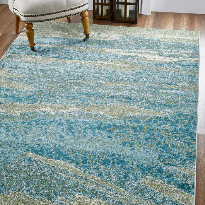 10' x 13' Impressionistic Ocean Area Rug - Blue Sage