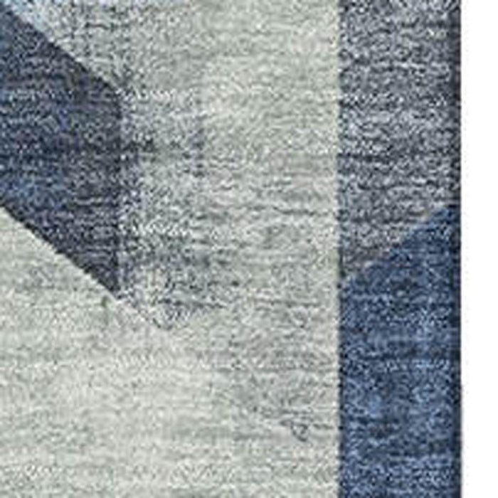 10' X 14' Geometric Washable Area Rug With UV Protection (699118) - Navy Blue / Green / Gray