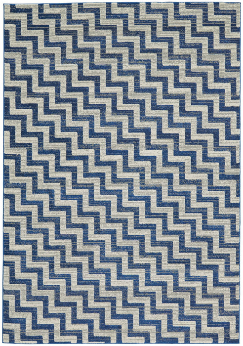 10' x 13' Chevron Power Loom Area Rug - Blue And Gray