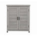 Giga potting bench with storage cabinet and metal tabletop, outdoor garden work table with organized storage and durable surface.