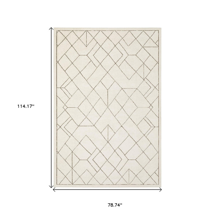 7' X 10' Geometric Area Rug - Ivory And Taupe