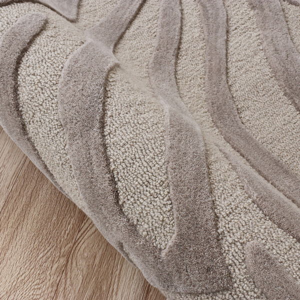 8' Round Pattern Area Rug - Taupe Zebra