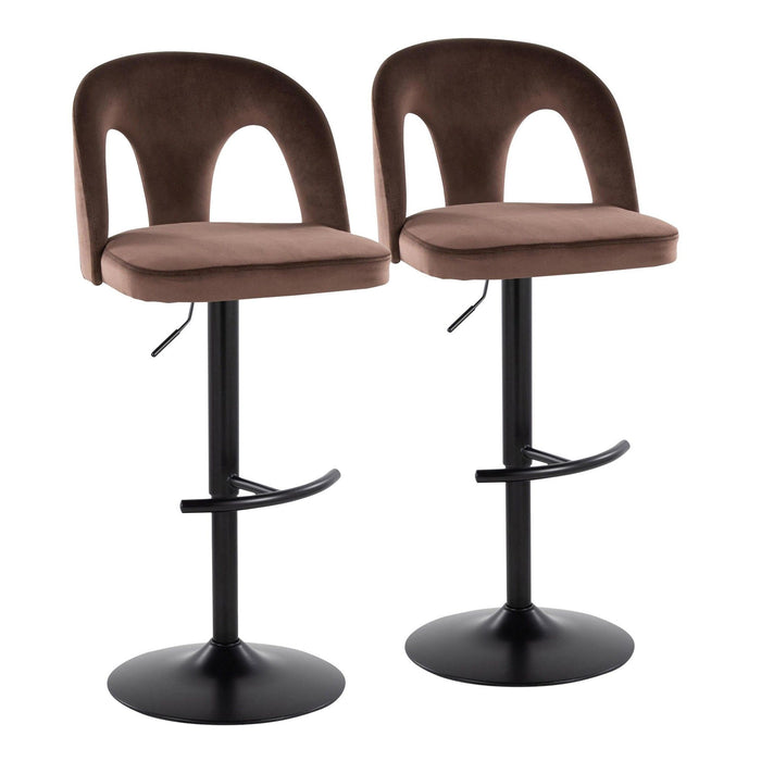 Ava - Upholstered Adjustable Barstool (Set of 2) - Black Metal