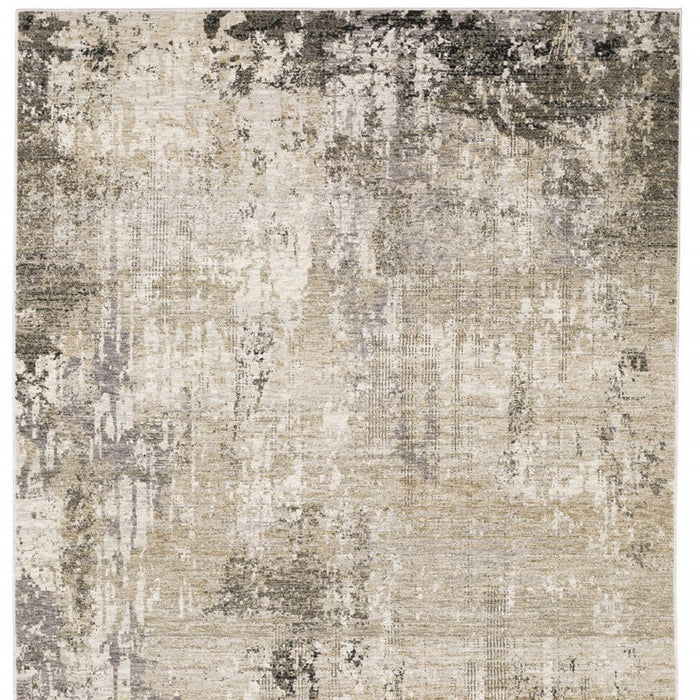 6' x 9' Abstract Power Loom Stain Resistant Area Rug - Beige Gray Ivory Tan And Brown