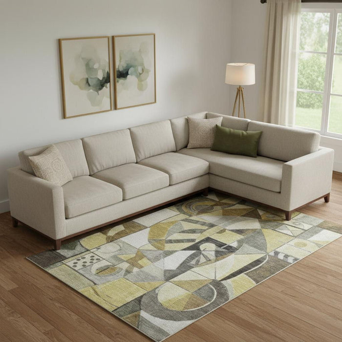 10' X 14' Abstract Washable Area Rug With UV Protection (700391) - Brown / Black / Gray