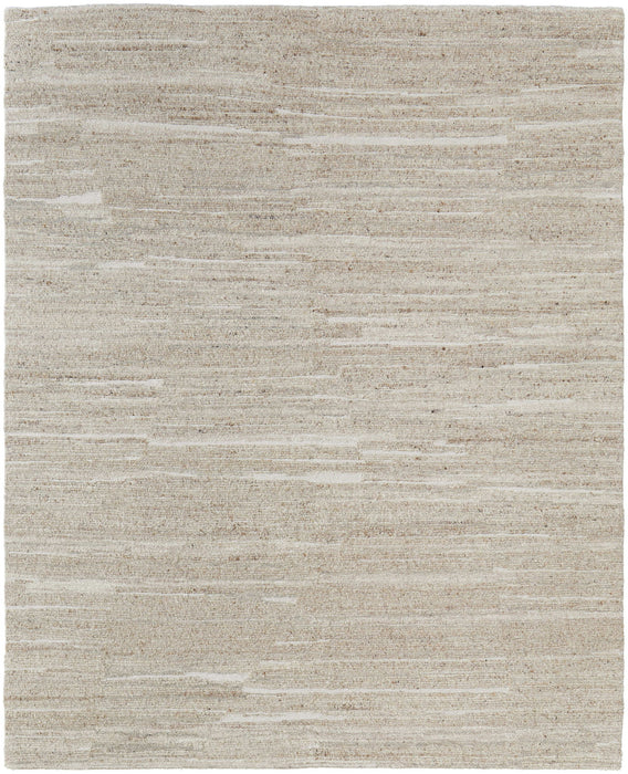 8' x 10' Abstract Hand Woven Worn Faded Area Rug - Ivory