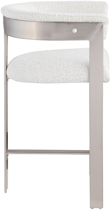 Romeo - Boucle Counter Stool With Silver Base (Set of 2)