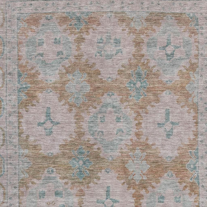 10' X 14' Oriental Washable Area Rug With UV Protection (700499) - Terra Cotta / Teal