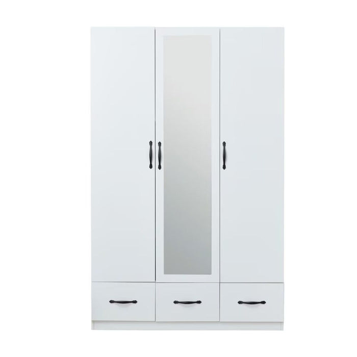 74" Mirro Three Door Three Drawer Combo Dresser - White