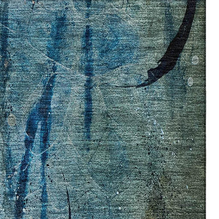 10' X 14' Abstract Washable Area Rug With UV Protection (715363) - Teal / Green