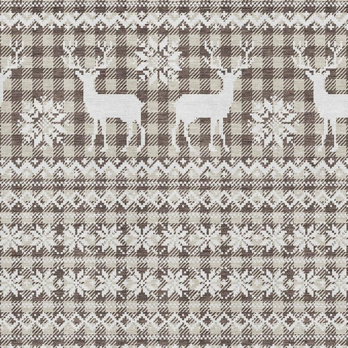 10' X 14' Abstract Geometric Washable Area Rug With UV Protection (701954) - Brown / Ivory
