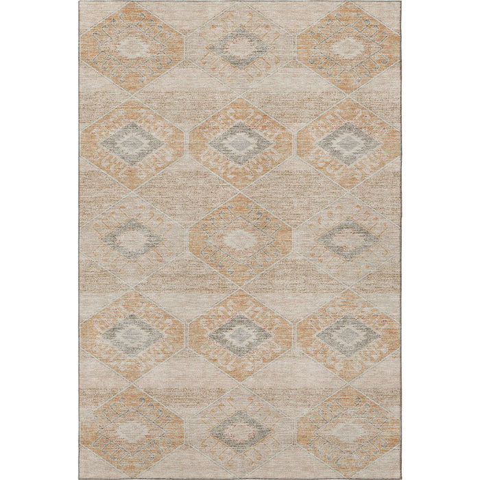 10' X 14' Geometric Washable Area Rug With UV Protection (705995) - Copper / Gray
