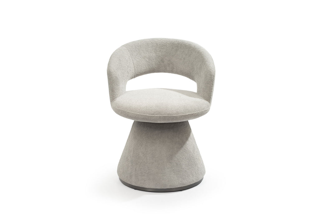 Boucle Partially Open Back Swivel Dining Arm Chair - Dark Gray