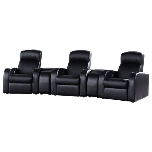 Cyrus 5-piece upholstered home theater seating by CoasterEssence in a row configuration