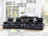 CoasterEssence Cyrus 5-piece upholstered home theater seating set in black with reclining chairs