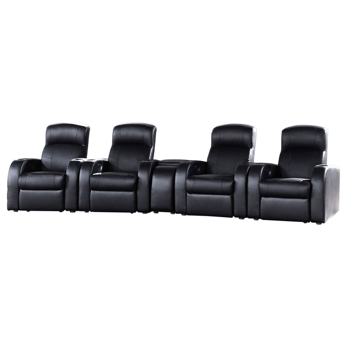 Cyrus 5-piece upholstered home theater seating by CoasterEssence in a contemporary living room setup