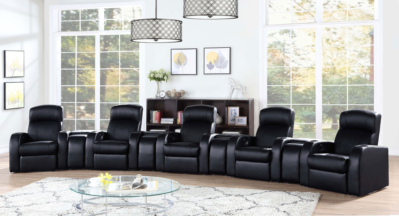Cyrus 9-piece upholstered home theater seating by CoasterEssence in a contemporary furniture arrangement