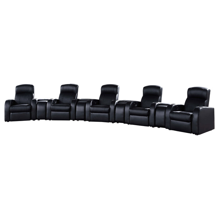 Cyrus 9-piece upholstered home theater seating by CoasterEssence in a modern sectional arrangement