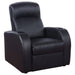 CoasterEssence Cyrus 9-piece upholstered home theater seating set in dark fabric with recliners and cup holders