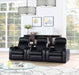 CoasterEssence Cyrus black upholstered track arm recliner chair in a modern furniture design