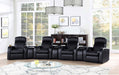 CoasterEssence Cyrus black upholstered track arm recliner chair with padded back and seat
