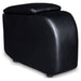 CoasterEssence Cyrus black upholstered home theater storage wedge console with visible storage compartments