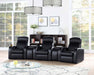 CoasterEssence Cyrus black upholstered home theater storage wedge console with sectional seating design