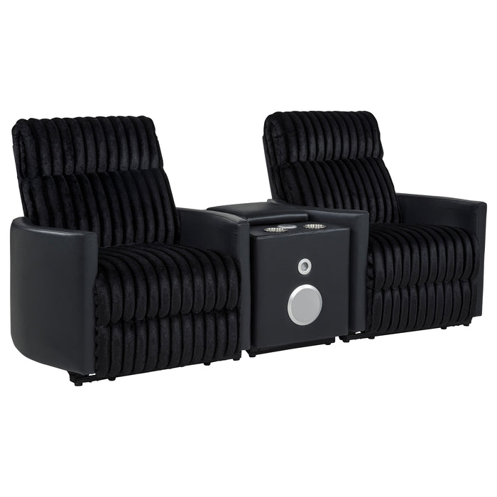 Madden 3-piece black corduroy upholstered manual theater seating by CoasterEveryday