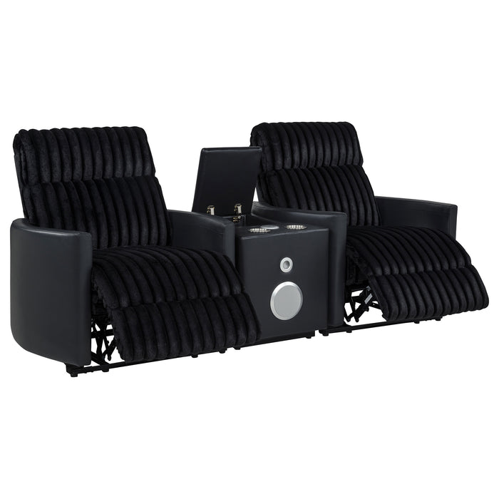 Madden 3-piece black corduroy upholstered manual theater seating by CoasterEveryday