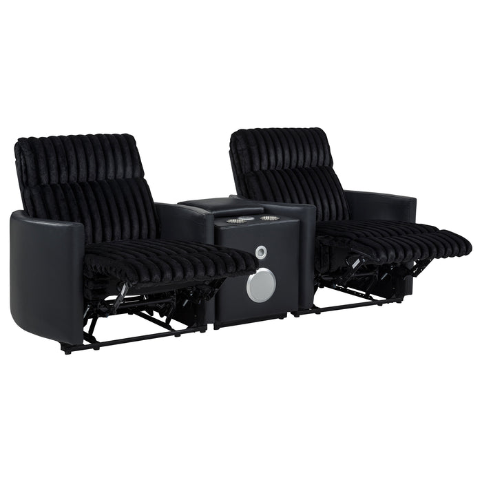 Madden 3-piece black corduroy upholstered manual theater seating by CoasterEveryday