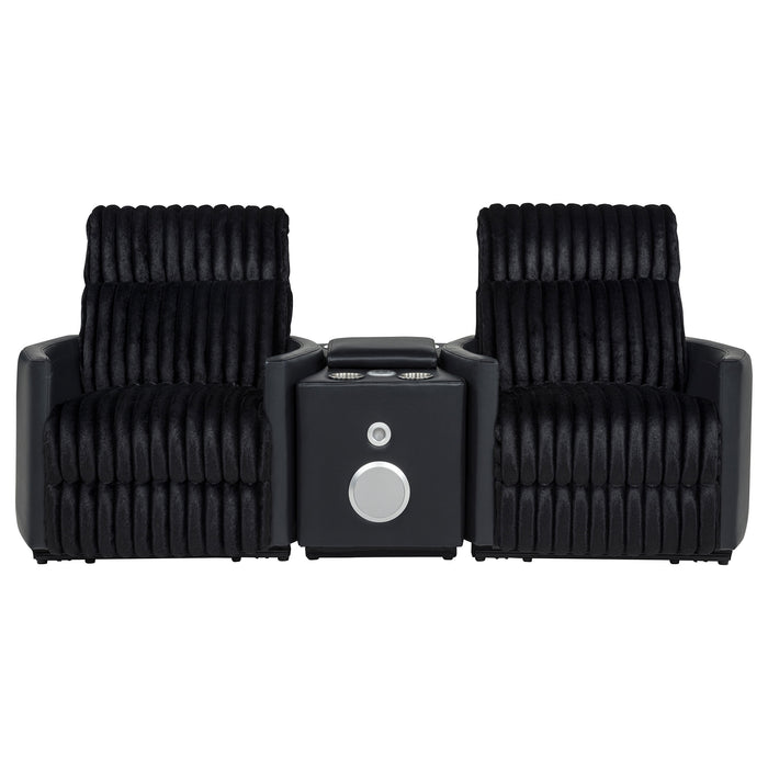Madden 3-piece black corduroy upholstered manual theater seating by CoasterEveryday