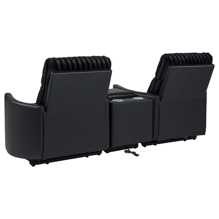 Madden 3-piece black corduroy upholstered manual theater seating by CoasterEveryday