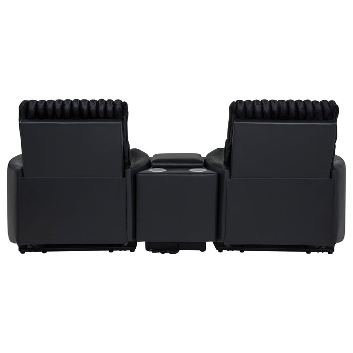 Madden 3-piece black corduroy upholstered manual theater seating by CoasterEveryday