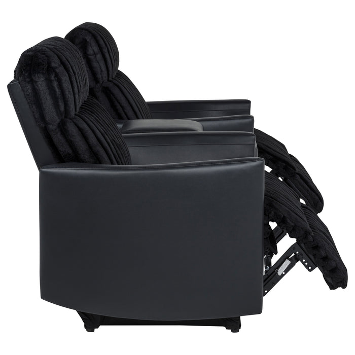 Black Madden 3-piece corduroy upholstered manual theater seating by CoasterEveryday