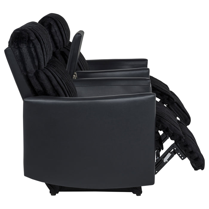 Madden 3-piece black corduroy upholstered manual theater seating by CoasterEveryday