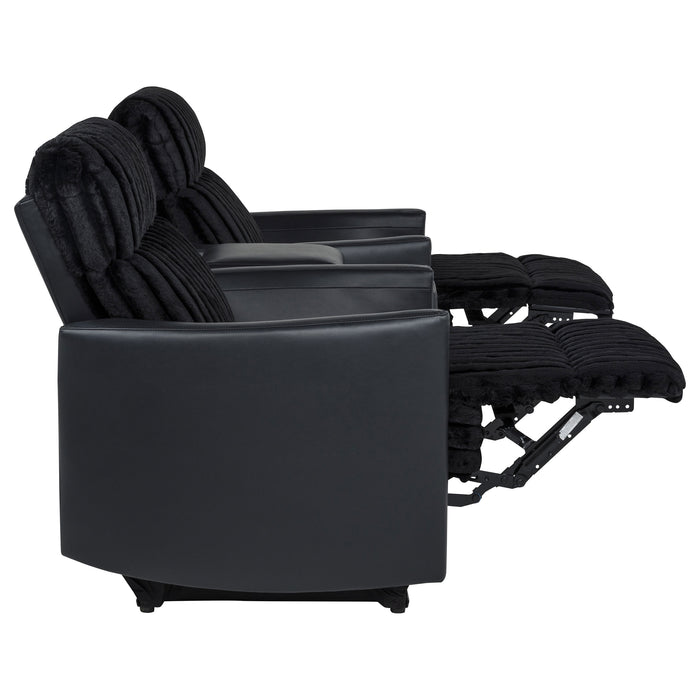 Madden 3-piece black corduroy upholstered manual theater seating by CoasterEveryday
