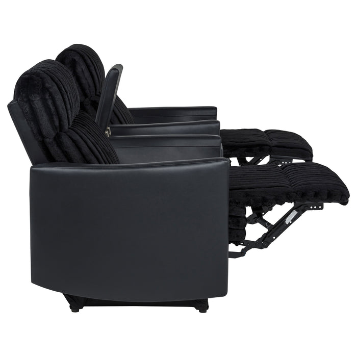 Madden 3-piece black corduroy upholstered manual theater seating by CoasterEveryday