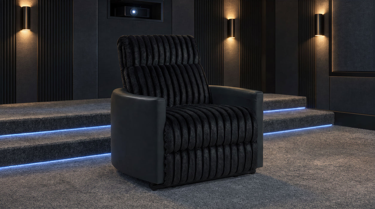 Madden Corduroy Upholstered Pillow Arm Manual Recliner Black