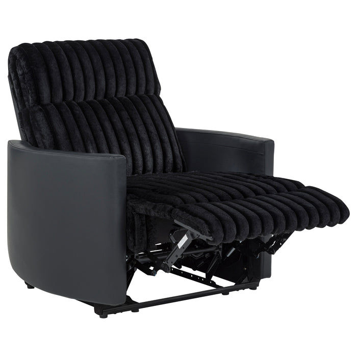 Madden Corduroy Upholstered Pillow Arm Manual Recliner Black