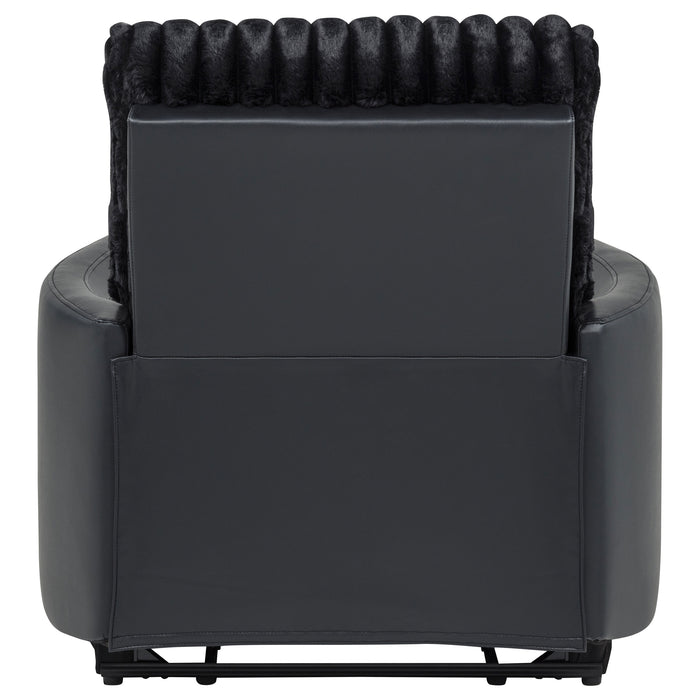 Madden Corduroy Upholstered Pillow Arm Manual Recliner Black