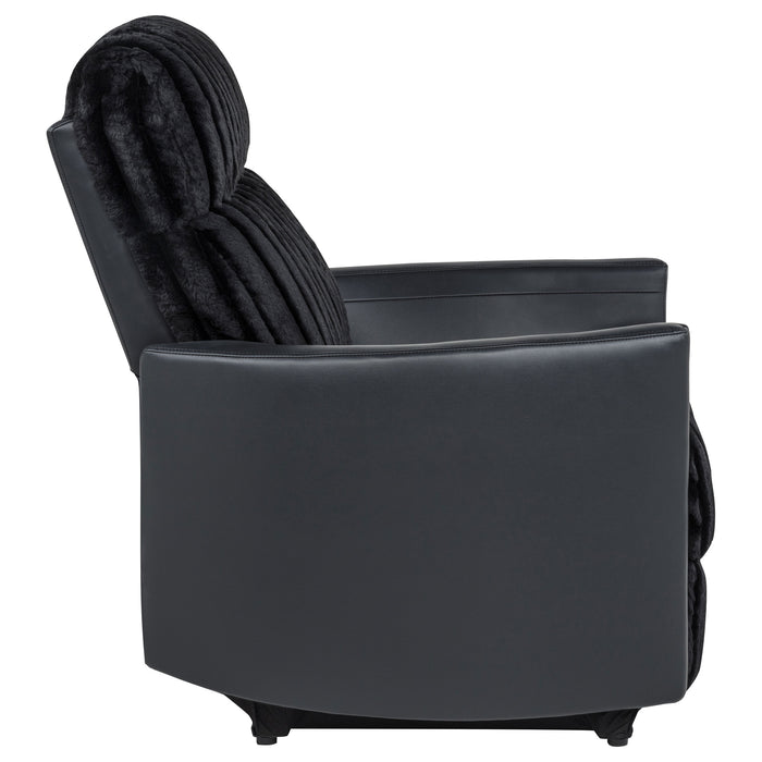 Madden Corduroy Upholstered Pillow Arm Manual Recliner Black