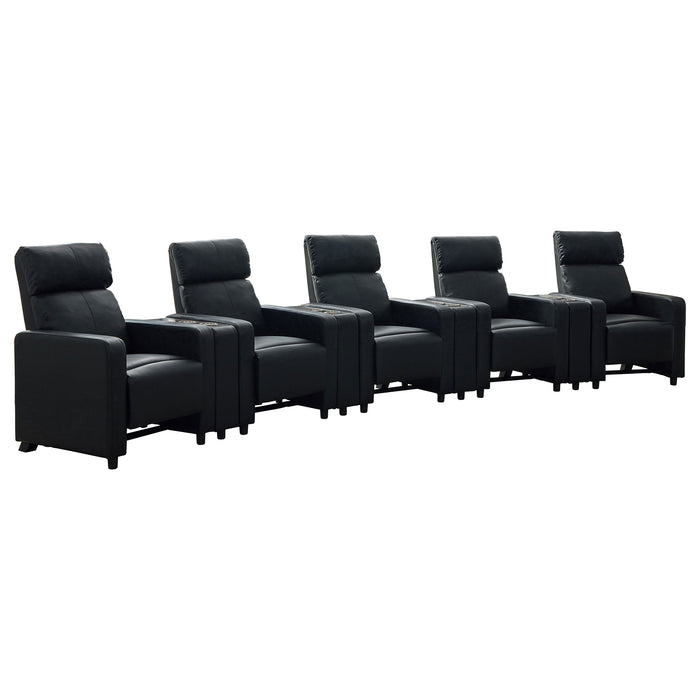 Toohey Upholstered Tufted Recliner Living Room Set Black