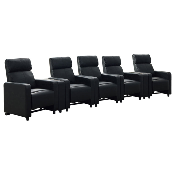 Toohey Upholstered Tufted Recliner Living Room Set Black