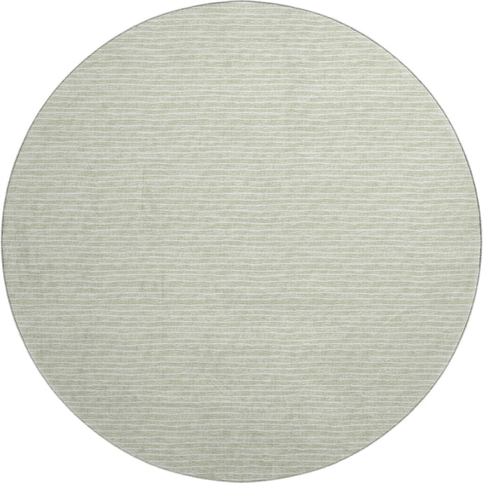 8' Striped Washable Round Rug With UV Protection (645208) - Light Gray / Ivory