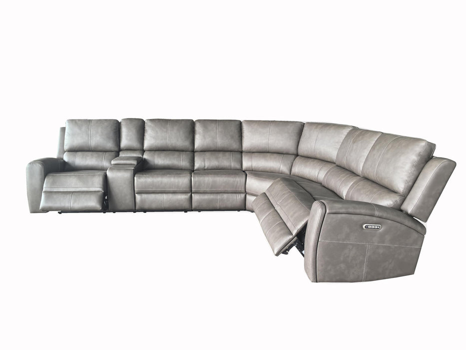Lumen 4-piece Faux Leather Triple Power Reclining Sectional Charcoal