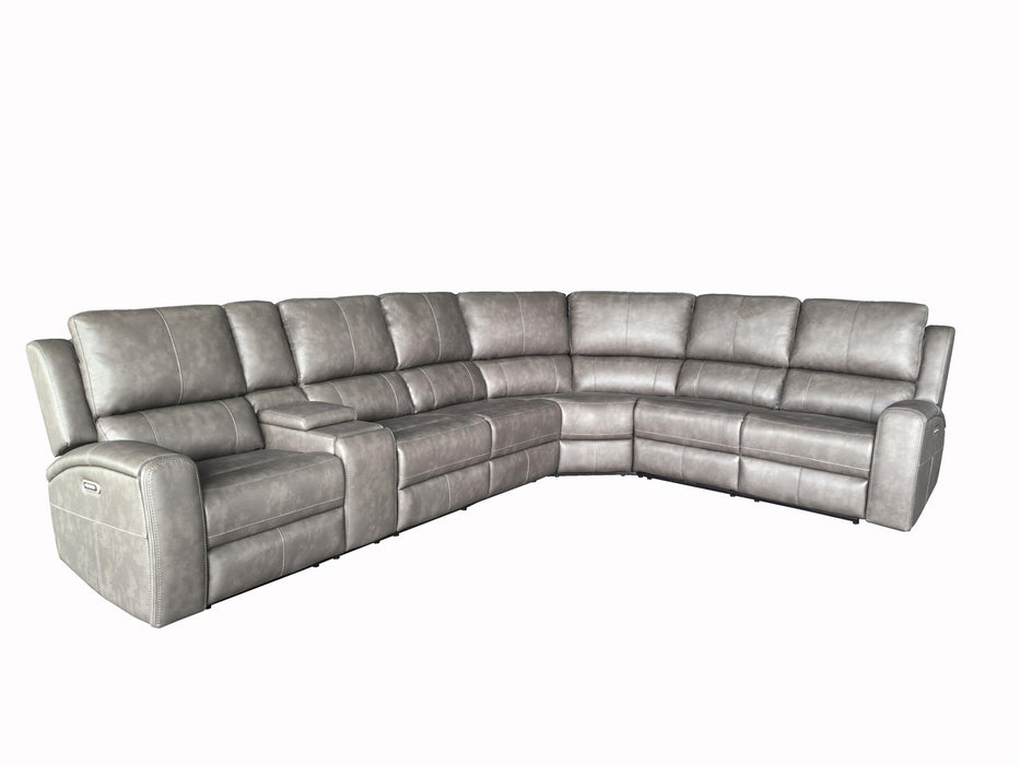 Lumen 4-piece Faux Leather Triple Power Reclining Sectional Charcoal